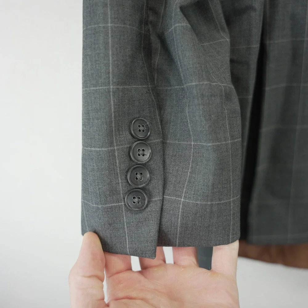 Jos. A. Bank Joseph Suit Jacket Mens 44L Windowpane 100% Wool Blazer 2-Button